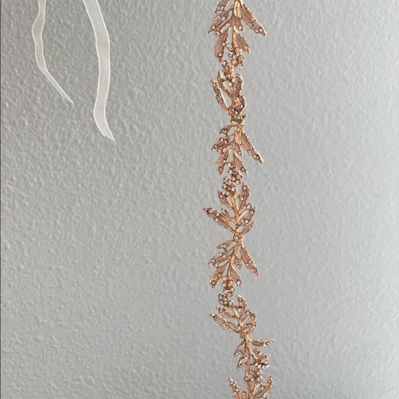 Bridal Headpiece leaf gold rhinestone hair band bride wedding bridesmaid leaves - Picture 8 of 8